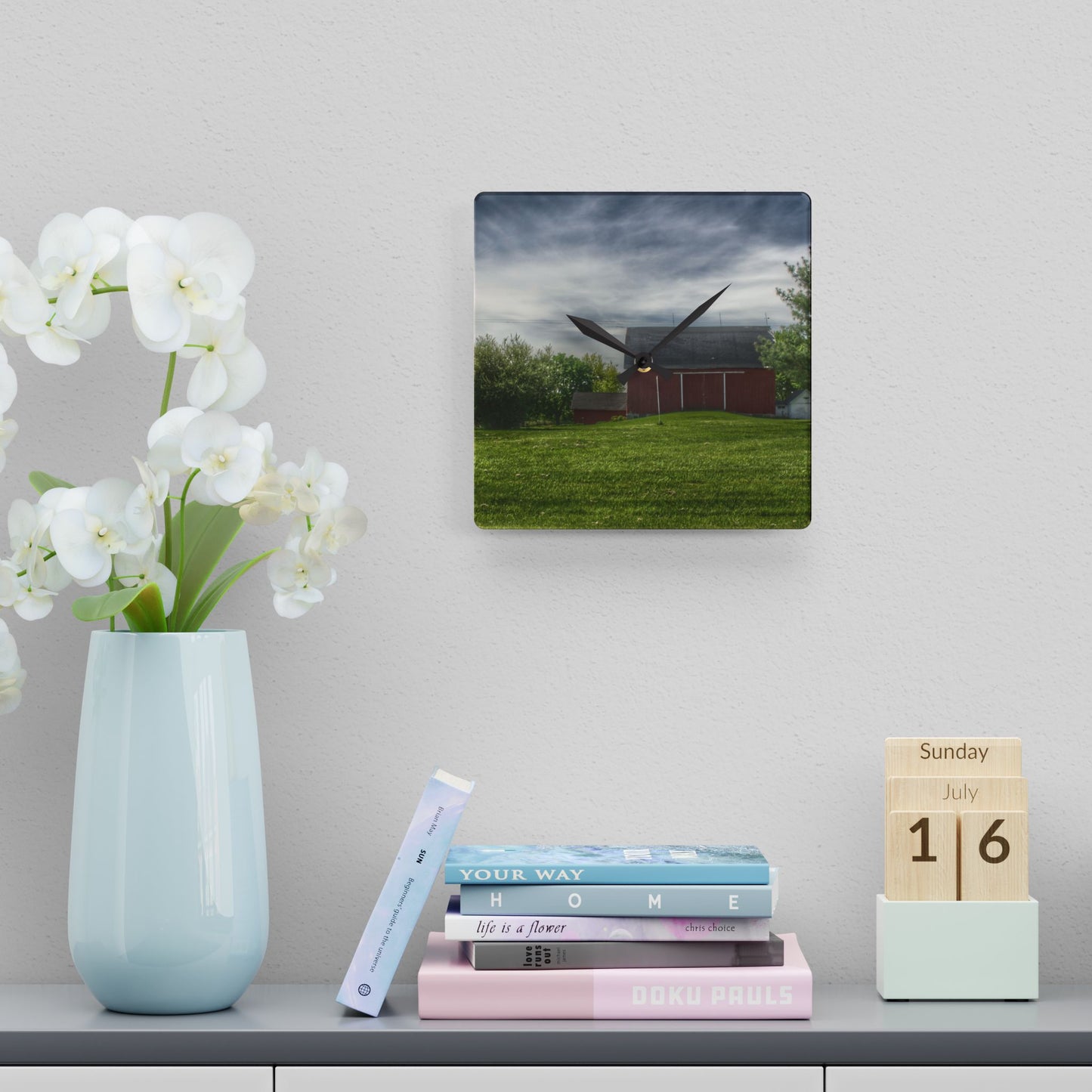 U R There Photography Kings Mill Red I Rustic Farmhouse Acrylic Analog Wall Clock