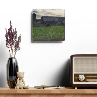 U R There Photography Shepard Road Farm II Rustic Farmhouse Acrylic Analog Wall Clock