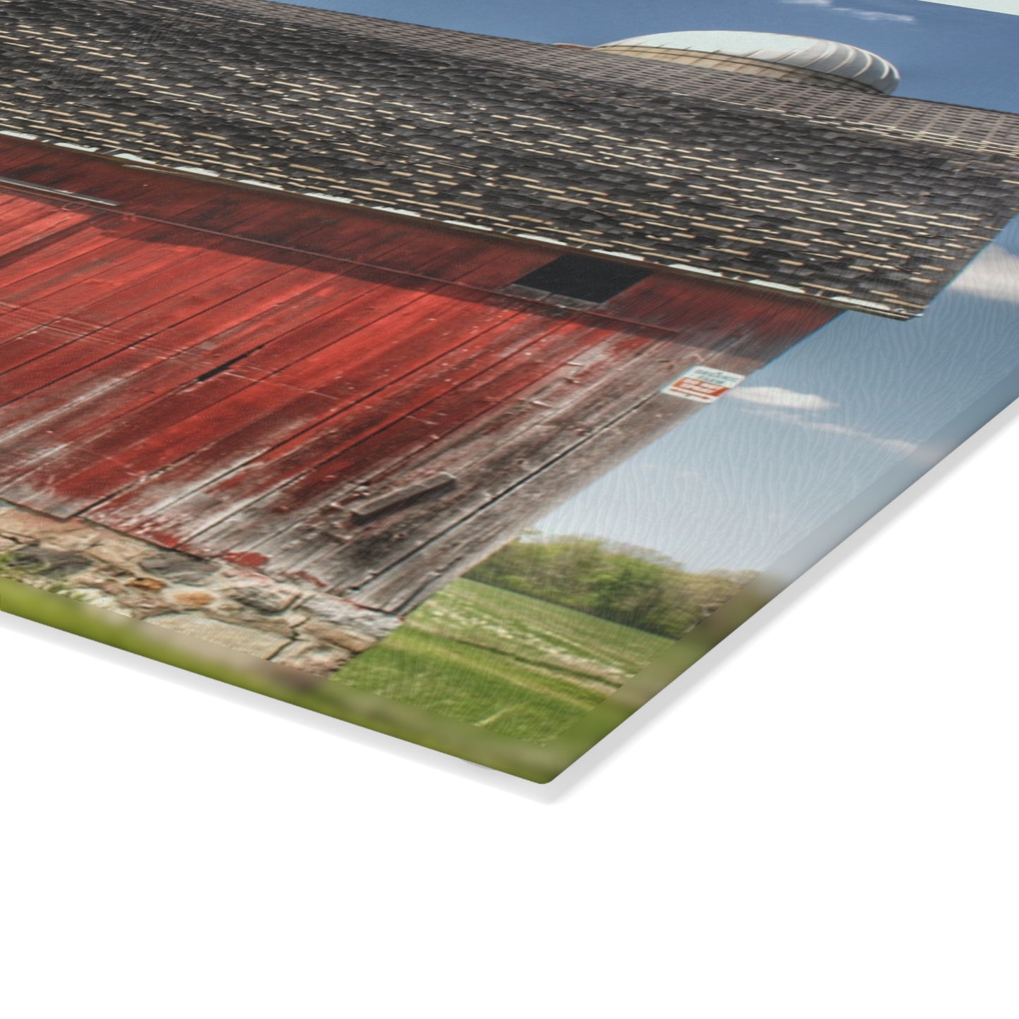 U R There Photography Hollenbeck Road Red III Rustic Farmhouse Tempered-Glass Cutting Board