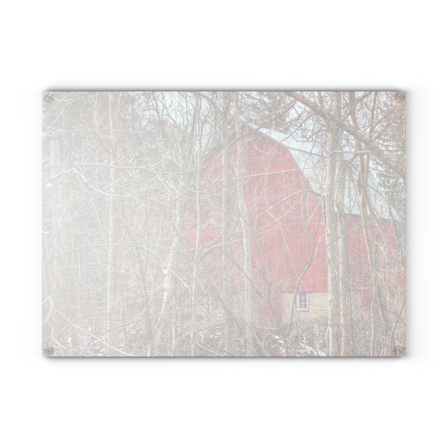 U R There Photography Lake Pleasant Hidden Red Rustic Farmhouse Tempered-Glass Cutting Board