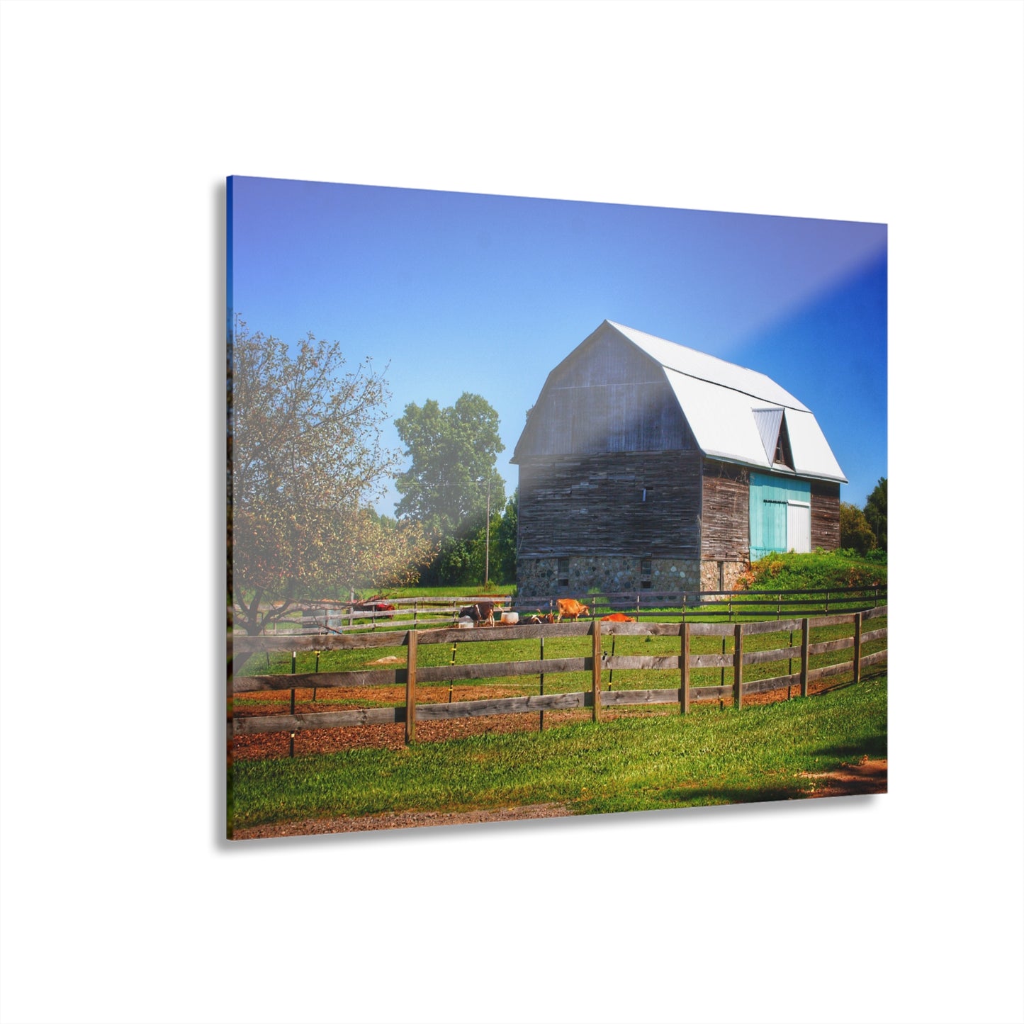 U R There Photography Harris Road Fieldstone Grey Rustic Farmhouse Acrylic Wall Print