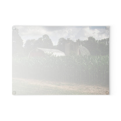 U R There Photography Scotch Settlement Reds Rustic Farmhouse Tempered-Glass Cutting Board