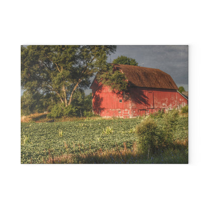 U R There Photography Genesee Road Red II Rustic Farmhouse Tempered-Glass Cutting Board