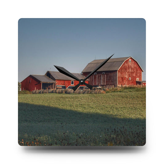 U R There Photography Across the Field in Millington Rustic Farmhouse Acrylic Analog Wall Clock 10.75'' × 10.75'' (Square)