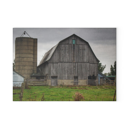 U R There Photography Eddy Road Grey II Rustic Farmhouse Tempered-Glass Cutting Board
