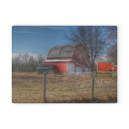 U R There Photography Clifford Road Red II Rustic Farmhouse Tempered-Glass Cutting Board