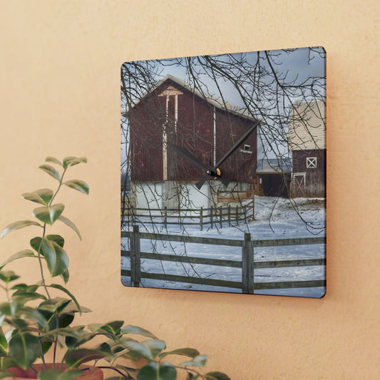 U R There Photography Ebeling Brown Rustic Farmhouse Acrylic Analog Wall Clock