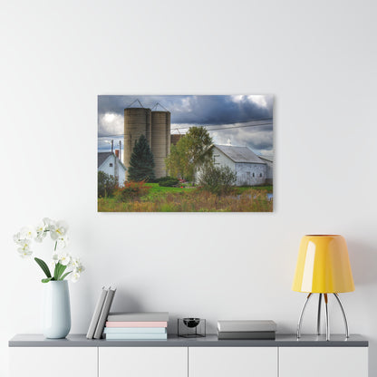 U R There Photography Baldwin White and Silos Rustic Farmhouse Acrylic Wall Print