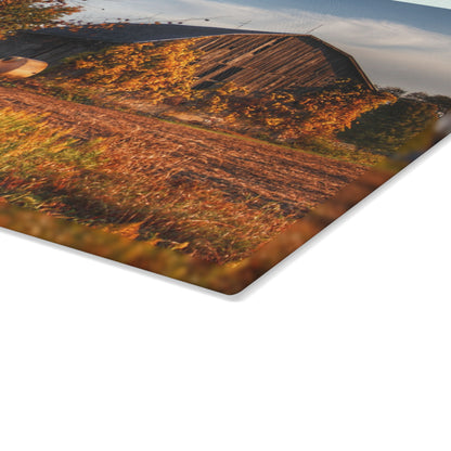 U R There Photography Lake Pleasant Road Grey Rustic Farmhouse Tempered-Glass Cutting Board 11"x 15"