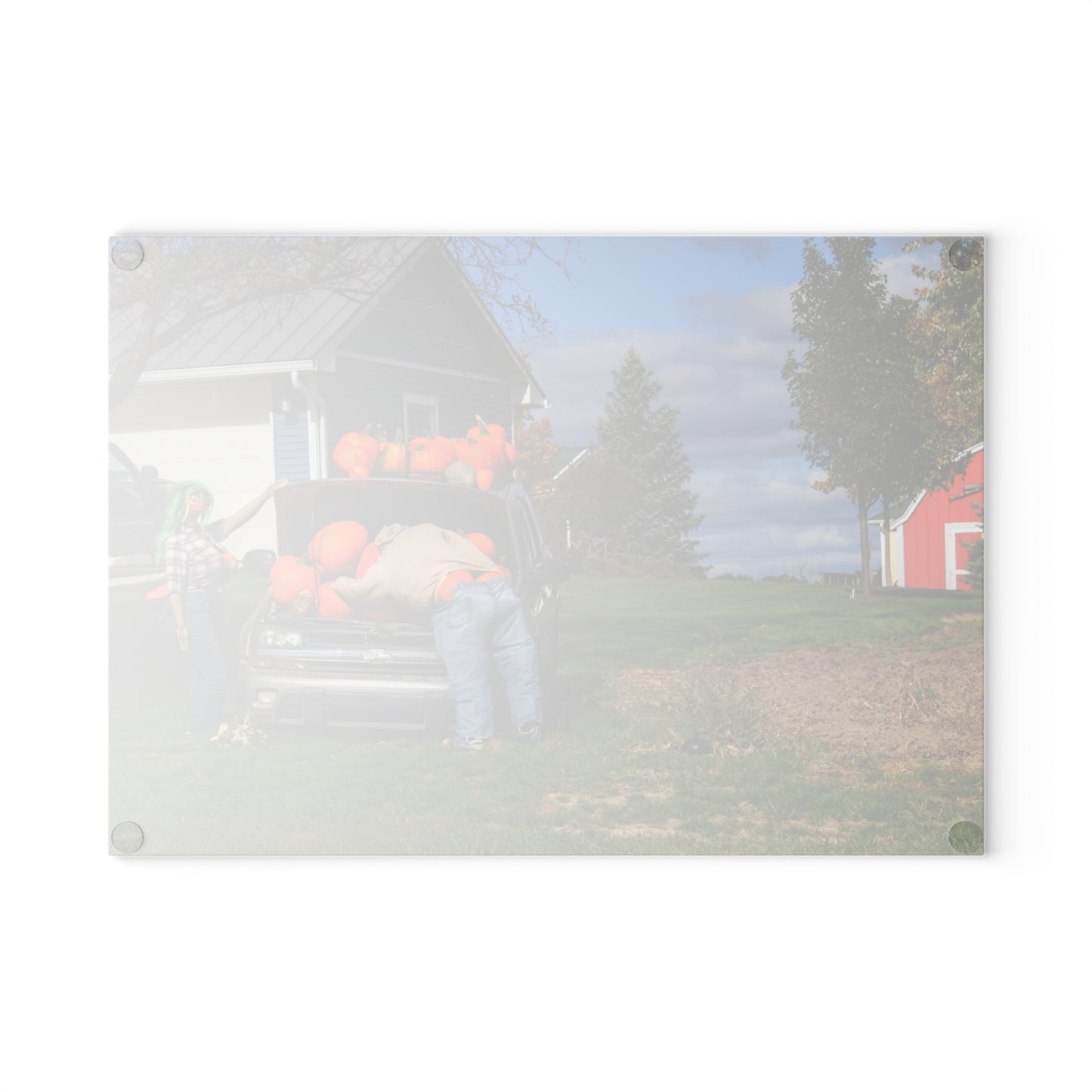 U R There Photography Lippincott Pumpkins Rustic Farmhouse Tempered-Glass Cutting Board