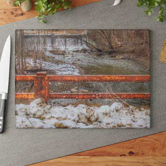 U R There Photography Piersonville Road Dam Rustic Farmhouse Tempered-Glass Cutting Board