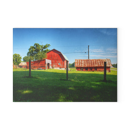U R There Photography Frances Road Reds II Rustic Farmhouse Tempered-Glass Cutting Board
