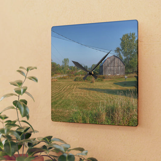 U R There Photography Snover Grey II Rustic Farmhouse Acrylic Analog Wall Clock