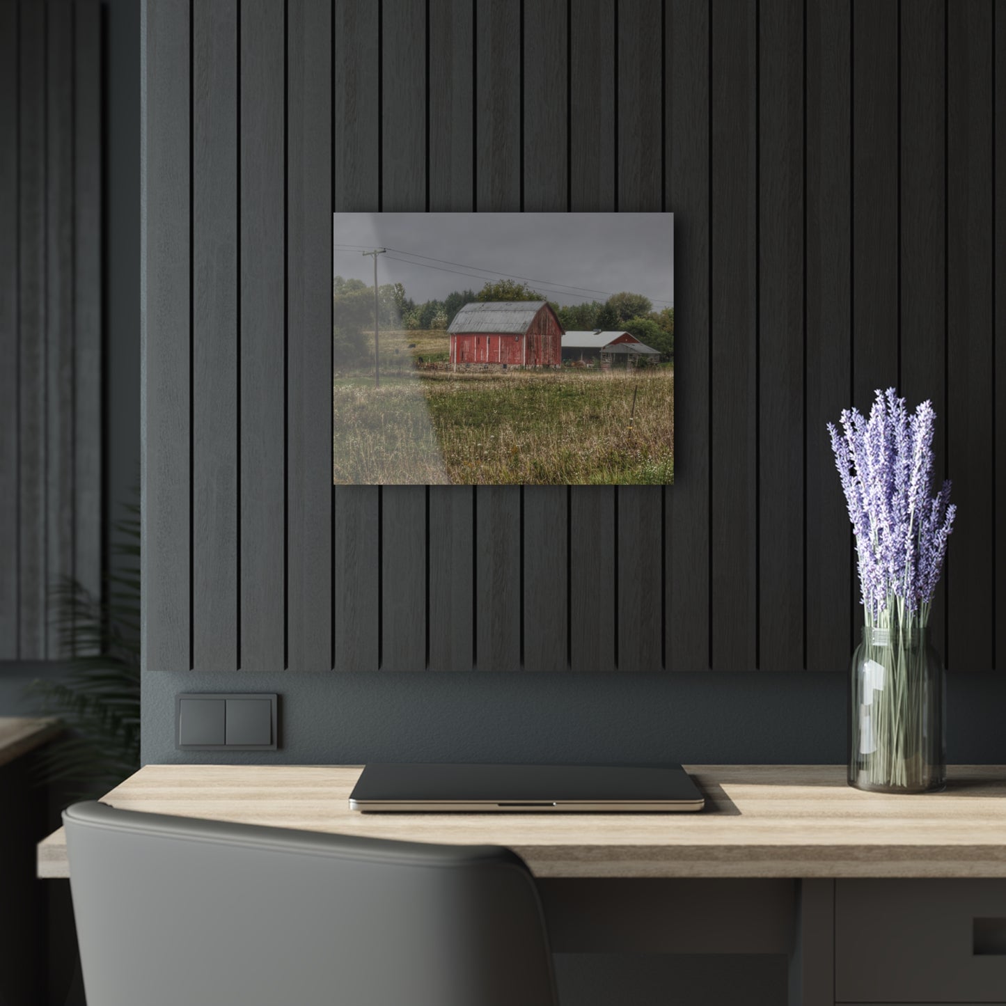 U R There Photography North Lake Road Red I Rustic Farmhouse Acrylic Wall Print