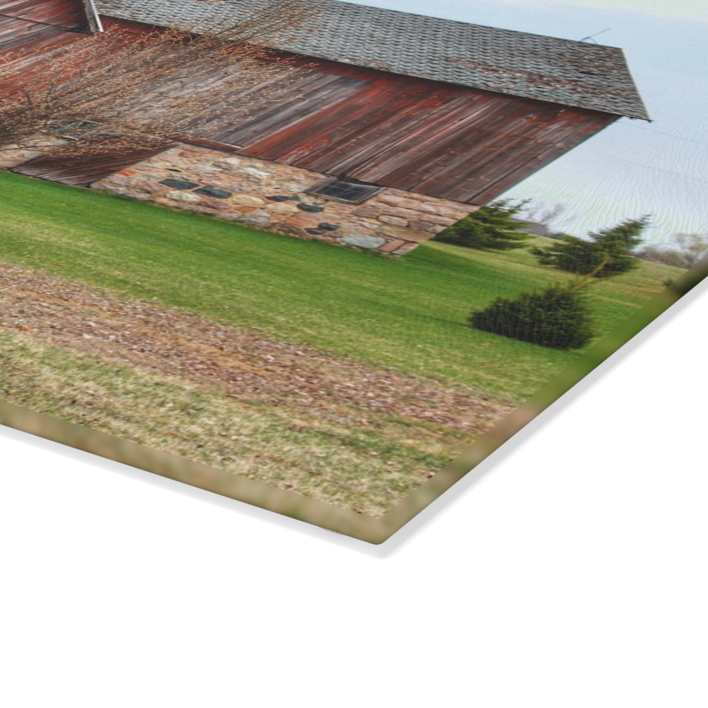 U R There Photography Millington Road Stone Grey Rustic Farmhouse Tempered-Glass Cutting Board