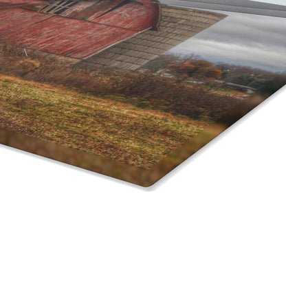 U R There Photography German Road Forgotten Red I Rustic Farmhouse Tempered-Glass Cutting Board