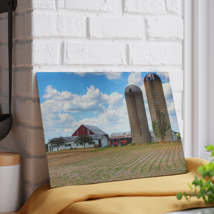 U R There Photography Marlette Road Farm III Rustic Farmhouse Tempered-Glass Cutting Board