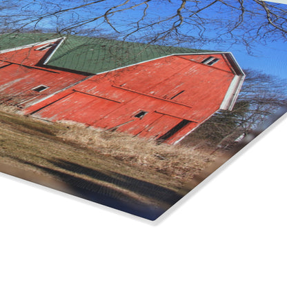 U R There Photography Hickory Ridge Red I Rustic Farmhouse Tempered-Glass Cutting Board