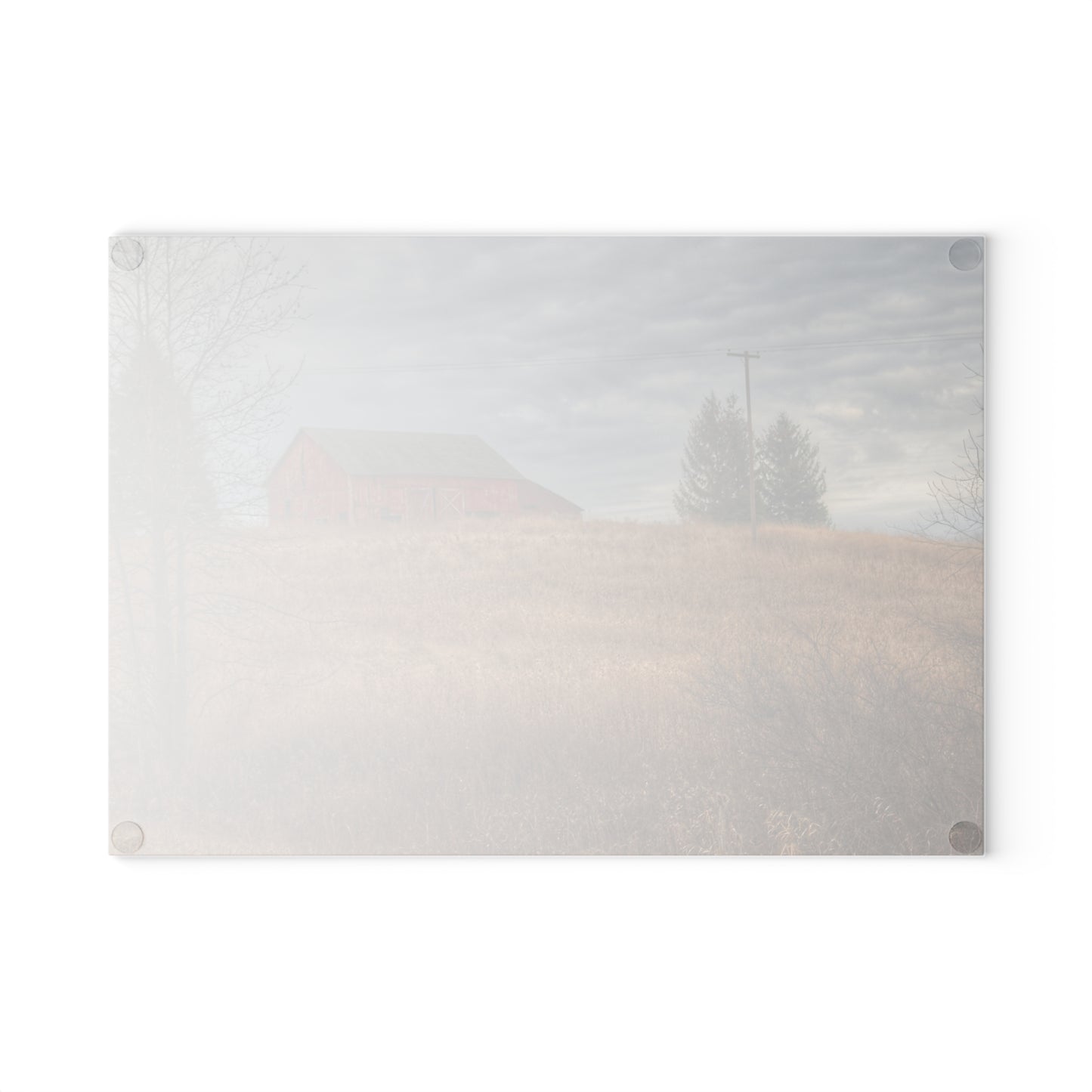 U R There Photography Grey Road Hillside Red I Rustic Farmhouse Tempered-Glass Cutting Board