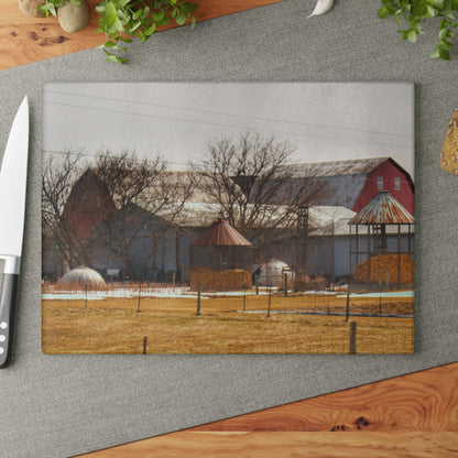 U R There Photography Hidden Red Rustic Farmhouse Tempered-Glass Cutting Board