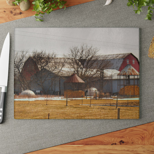 U R There Photography Hidden Red Rustic Farmhouse Tempered-Glass Cutting Board