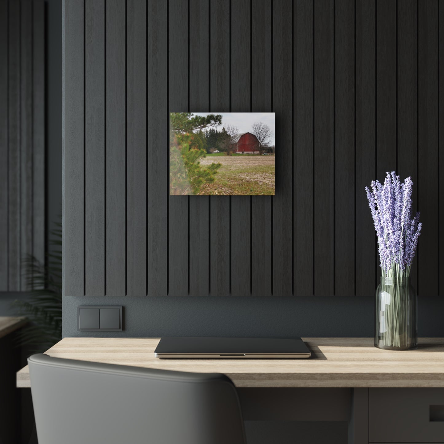 U R There Photography Hidden Millington Road Red Rustic Farmhouse Acrylic Wall Print