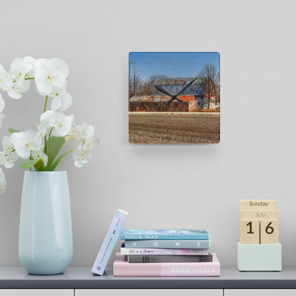 U R There Photography Indian Trail Rusted Reds I Rustic Farmhouse Acrylic Analog Wall Clock