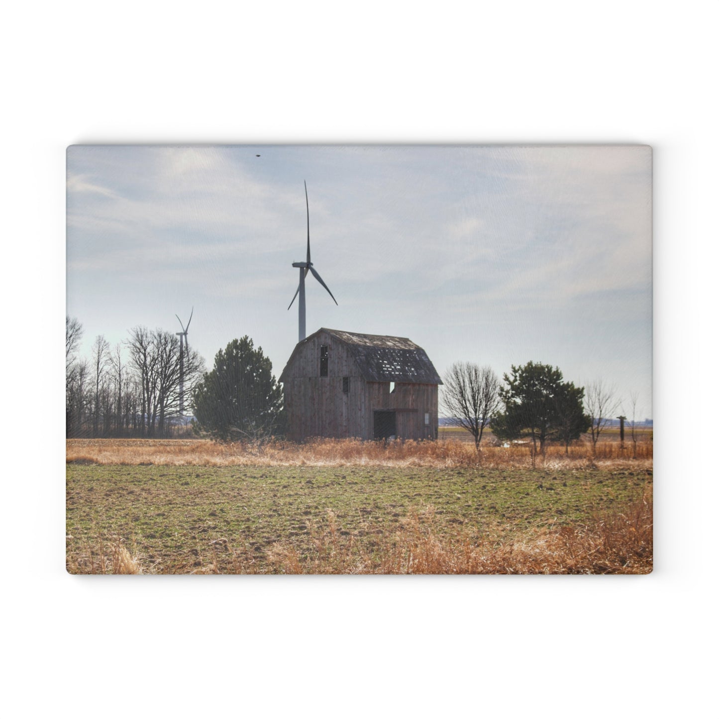 U R There Photography French Road Little Red Rustic Farmhouse Tempered-Glass Cutting Board