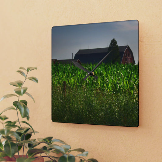 U R There Photography Beyond the Corn in Metamora Rustic Farmhouse Acrylic Analog Wall Clock