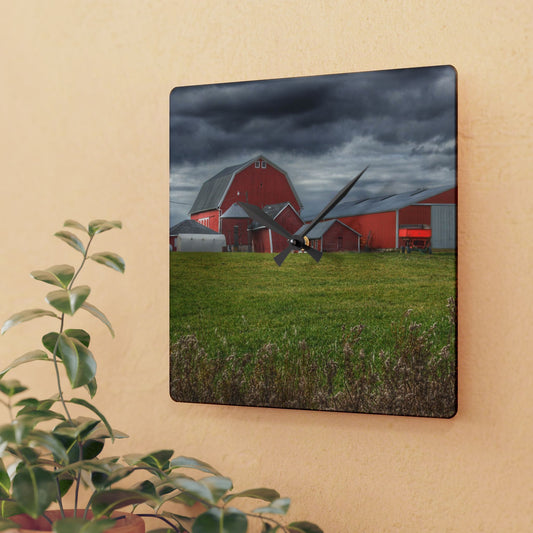 U R There Photography Castle Road Reds Rustic Farmhouse Acrylic Analog Wall Clock