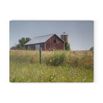 U R There Photography North Lake Pleasant Little Red Rustic Farmhouse Tempered-Glass Cutting Board