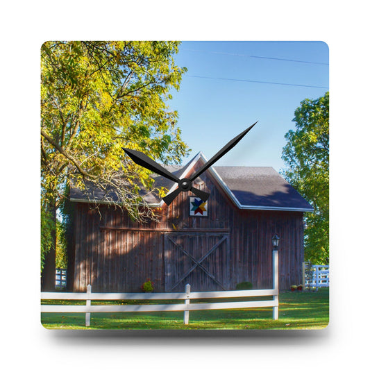 Hunters Creek Quilted I Rustic Farmhouse Acrylic Analog Wall Clock 10.75'' × 10.75'' (Square)