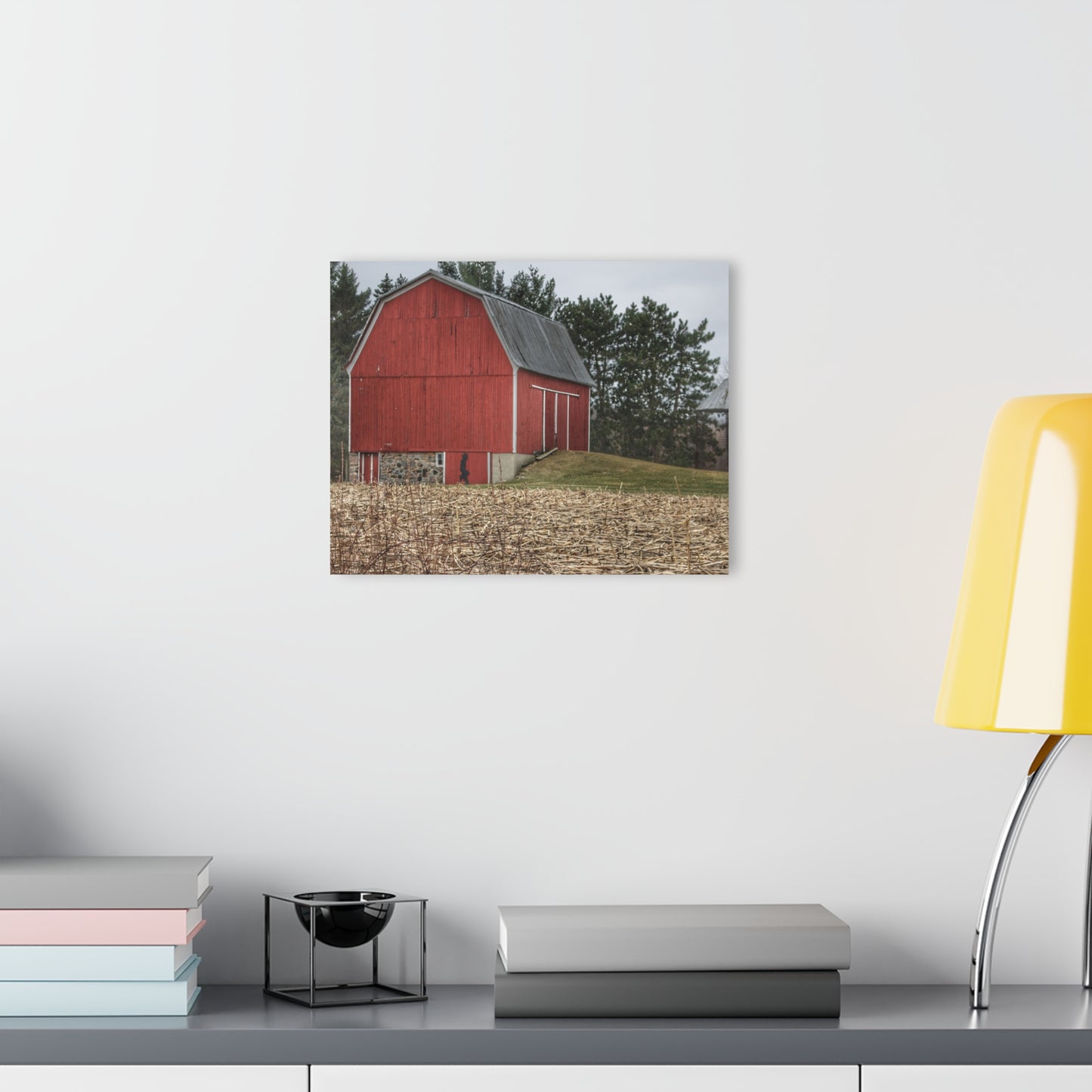 U R There Photography Fostoria Road Standing Man Red Rustic Farmhouse Acrylic Wall Print