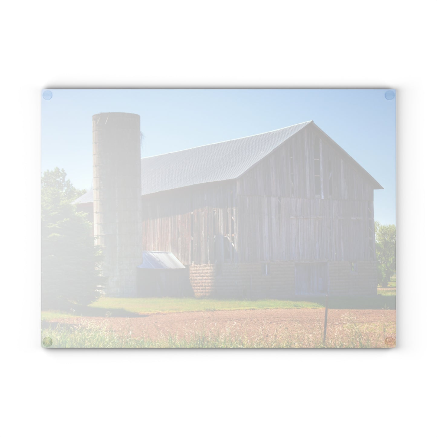 U R There Photography Gilford Grey III Rustic Farmhouse Tempered-Glass Cutting Board
