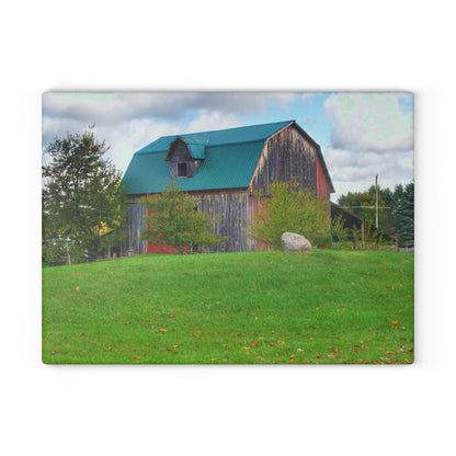 U R There Photography Frances Road Old Red II Rustic Farmhouse Tempered-Glass Cutting Board