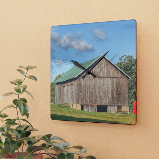 U R There Photography Kingston Road Grey Rustic Farmhouse Acrylic Analog Wall Clock