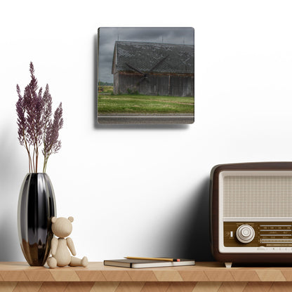 U R There Photography M-24 Elder Grey Rustic Farmhouse Acrylic Analog Wall Clock