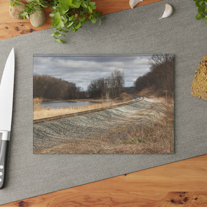 U R There Photography Aside the Tracks in Holly Rustic Farmhouse Tempered-Glass Cutting Board