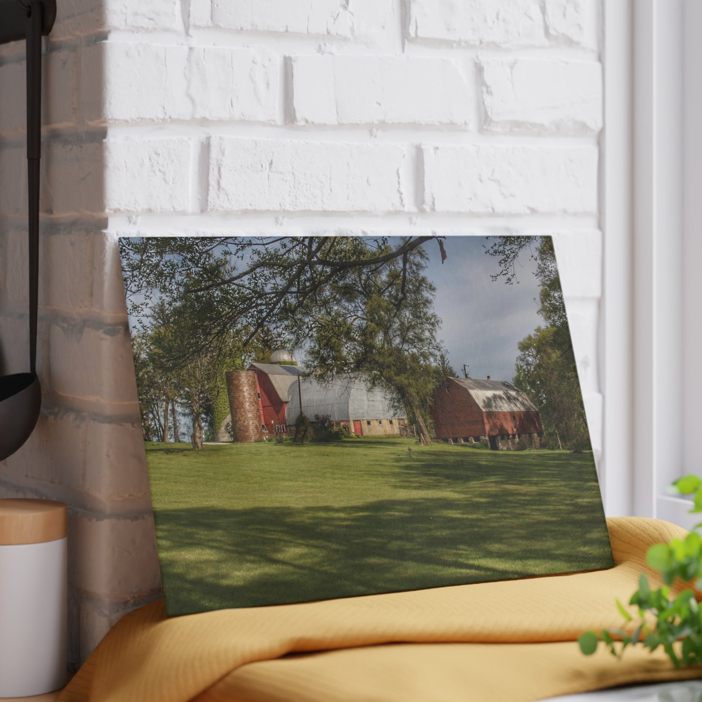 U R There Photography Clark Park Road Reds Rustic Farmhouse Tempered-Glass Cutting Board