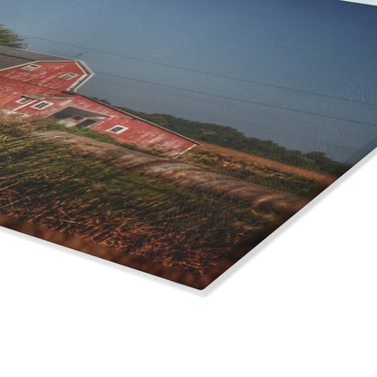 U R There Photography Rochester Road Red I Rustic Farmhouse Tempered-Glass Cutting Board