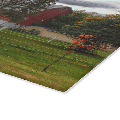 U R There Photography Farnsworth Road Red I Rustic Farmhouse Tempered-Glass Cutting Board