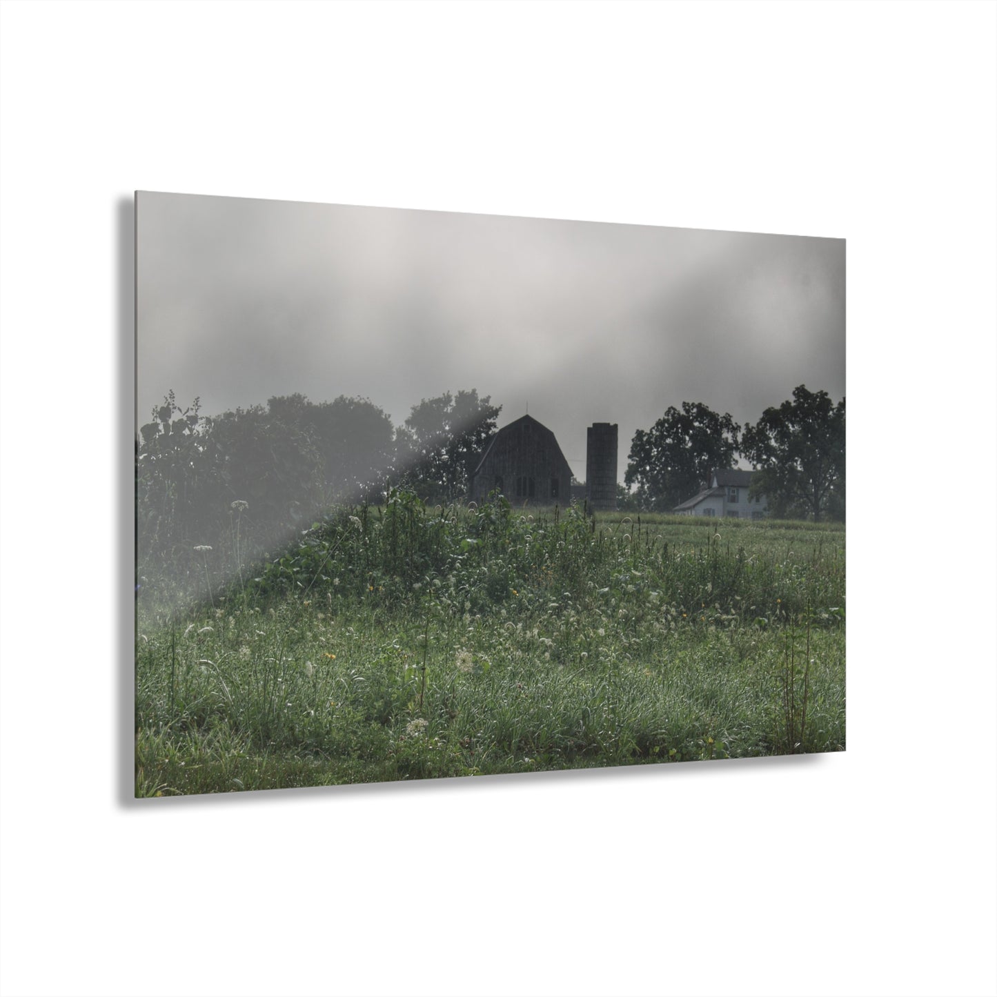 U R There Photography Hill Road Grey in the Fog Rustic Farmhouse Acrylic Wall Print