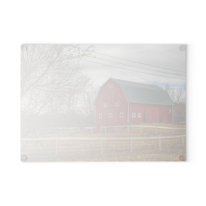 U R There Photography Diehl Road Red Rustic Farmhouse Tempered-Glass Cutting Board