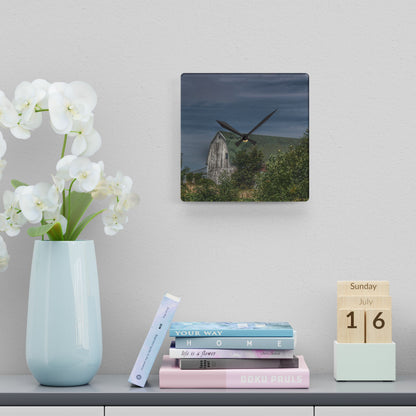 U R There Photography Hill Road Hidden Grey II Rustic Farmhouse Acrylic Analog Wall Clock