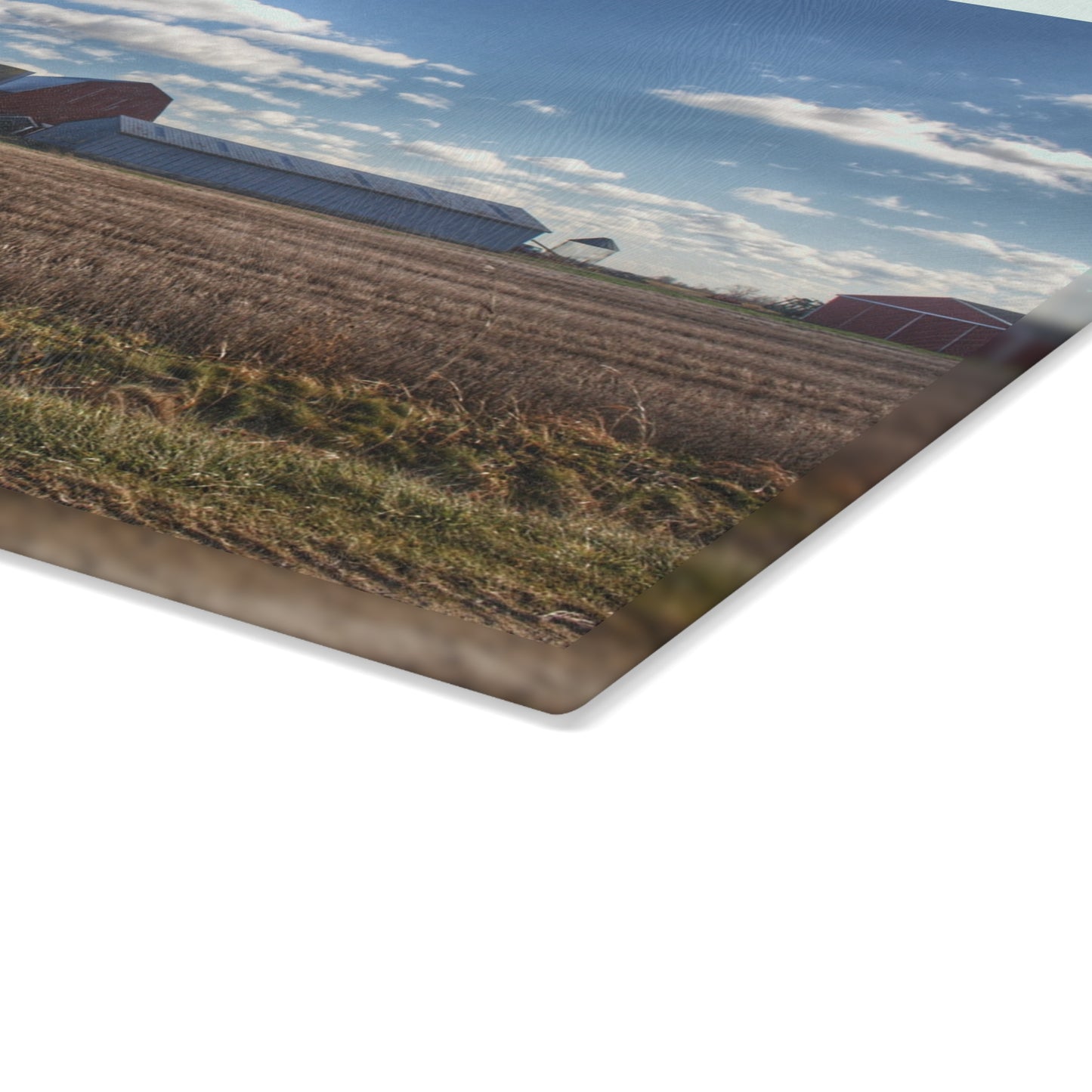 U R There Photography Isles Road Red Rustic Farmhouse Tempered-Glass Cutting Board