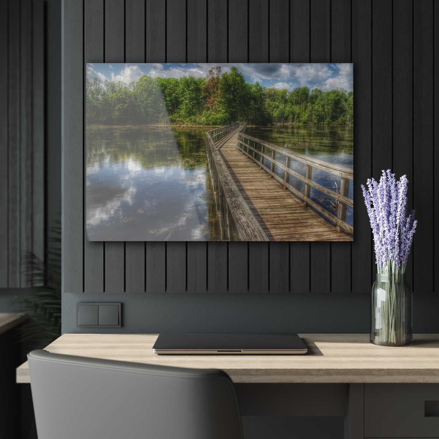 U R There Photography Linear Park Bridge in Lapeer III Rustic Farmhouse Acrylic Wall Print