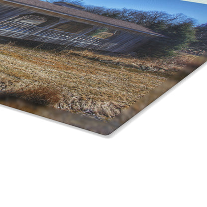 U R There Photography Covered Bridge of Campground Road I Rustic Farmhouse Tempered-Glass Cutting Board