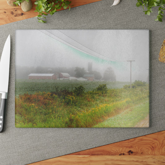 U R There Photography Beyond the Fog Rustic Farmhouse Tempered-Glass Cutting Board
