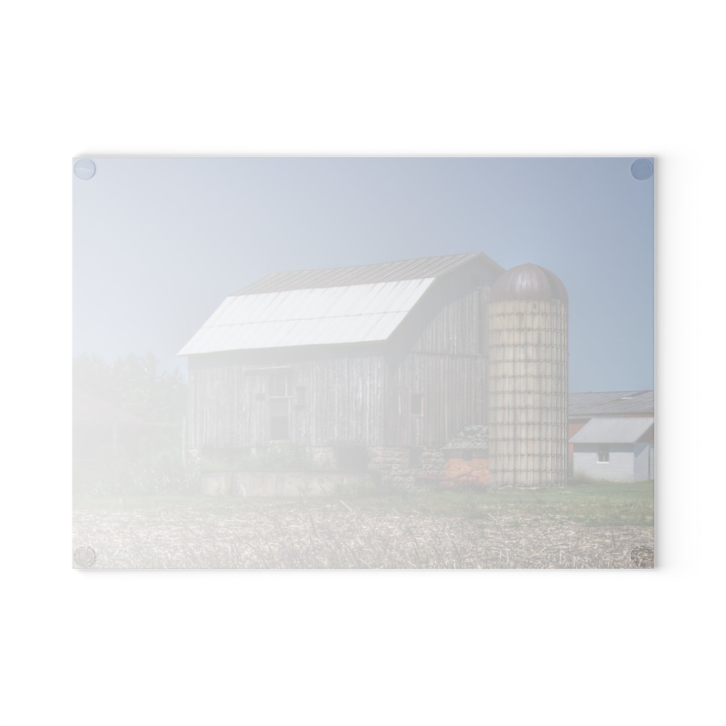 U R There Photography Millington Road Grey Rustic Farmhouse Tempered-Glass Cutting Board