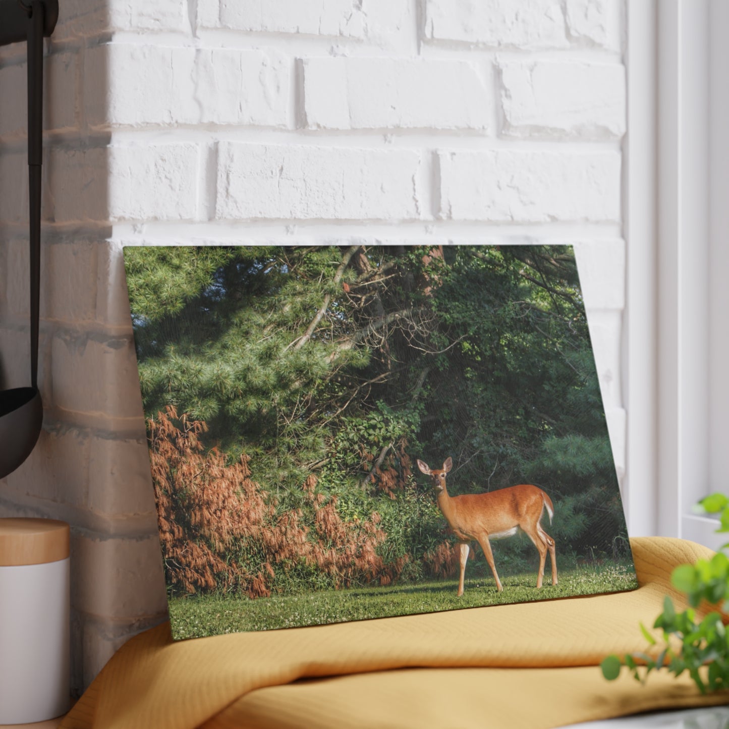 U R There Photography Mitchell Road Doe Rustic Farmhouse Tempered-Glass Cutting Board